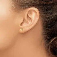 14K Gold 6mm Heart Stud Earrings