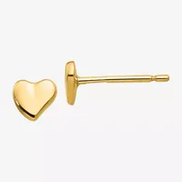 14K Gold 5mm Heart Stud Earrings