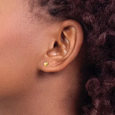 14K Gold 5mm Heart Stud Earrings