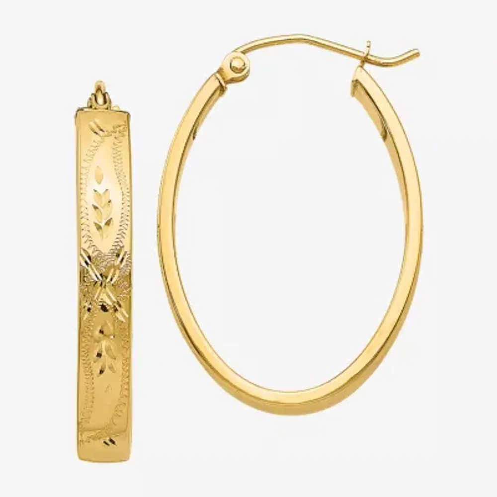 14K Gold 19mm Oval Hoop Earrings
