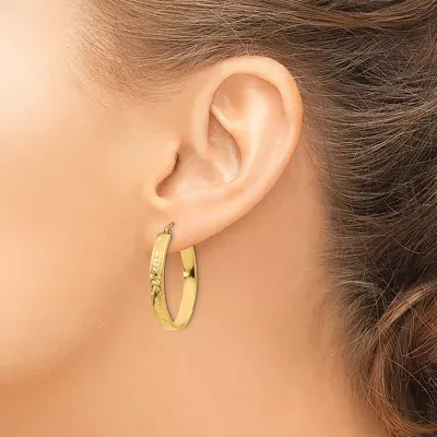 14K Gold 19mm Oval Hoop Earrings