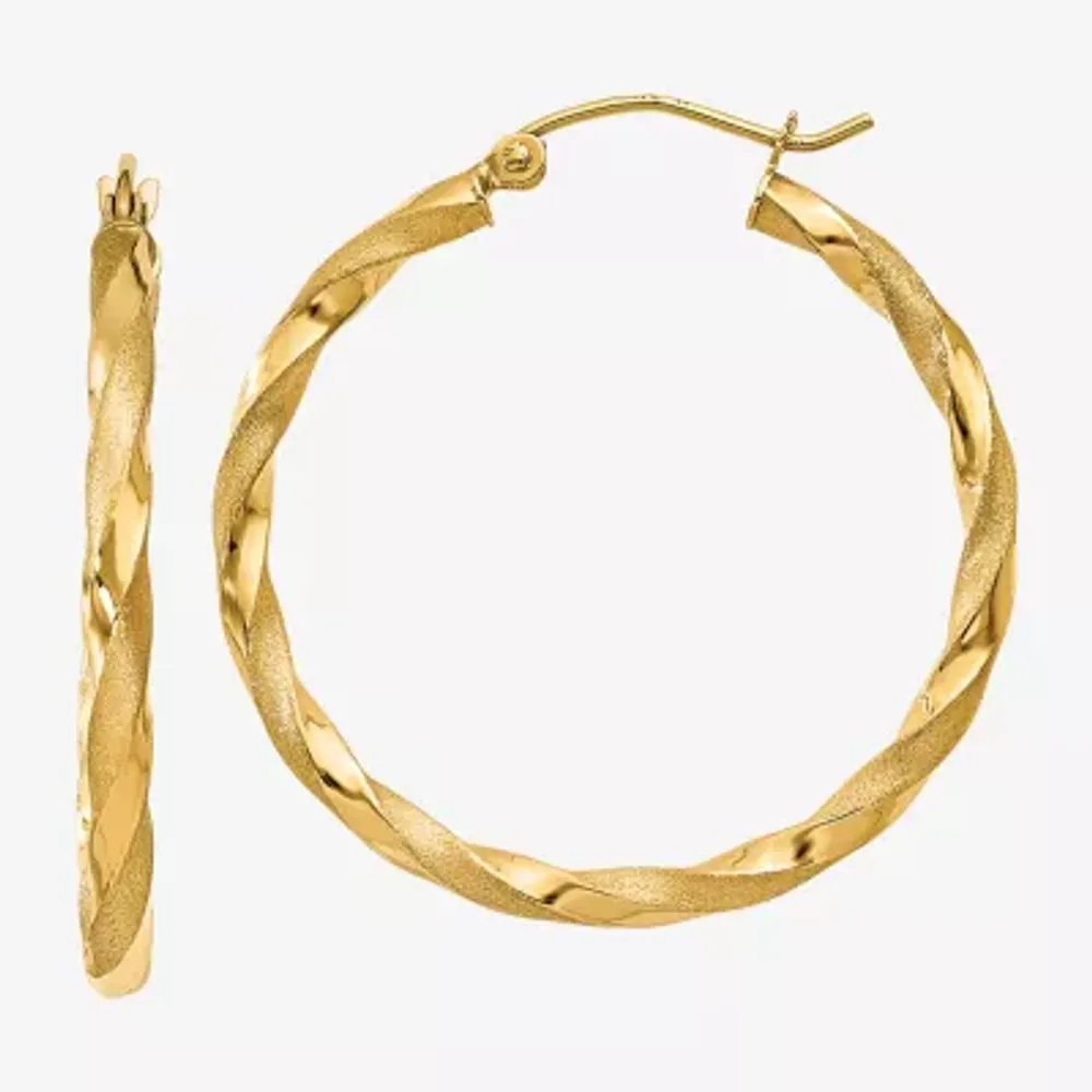 14K Gold 32mm Round Hollow Hoop Earrings