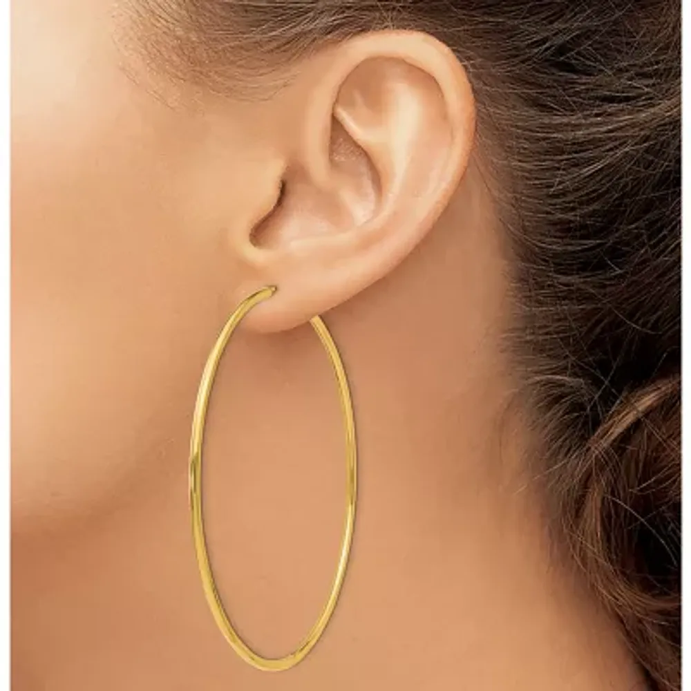 14K Gold 69.8mm Round Hoop Earrings