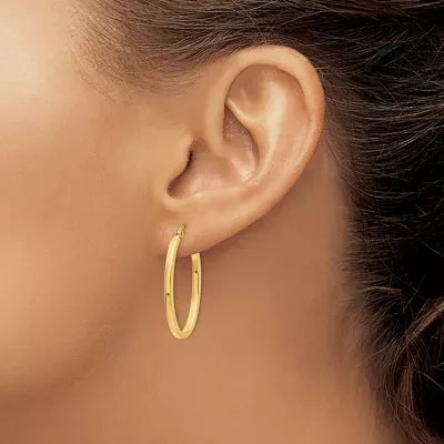 14K Gold 14mm Oval Hoop Earrings