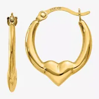 14K Gold 16mm Heart Hoop Earrings