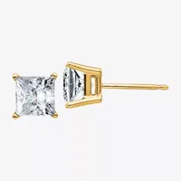 2 1/3 CT. T.W. White Moissanite 14K Gold 6mm Square Stud Earrings