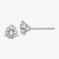 7/8 CT. T.W. White Moissanite 14K White Gold 5mm Round Stud Earrings