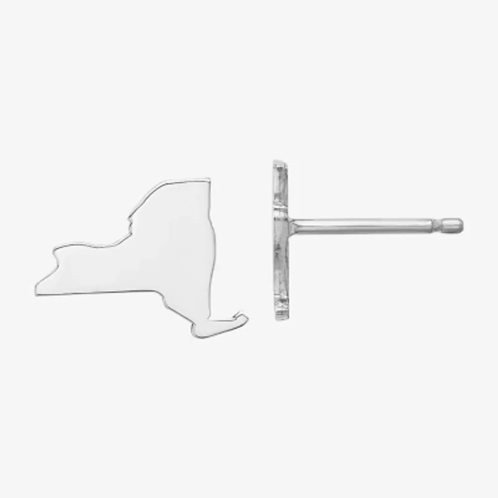 Personalized Sterling Silver New York Stud Earrings