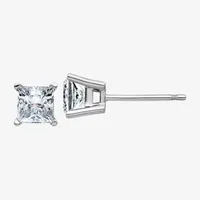 1 CT. T.W. White Moissanite 14K White Gold 4.5mm Square Stud Earrings