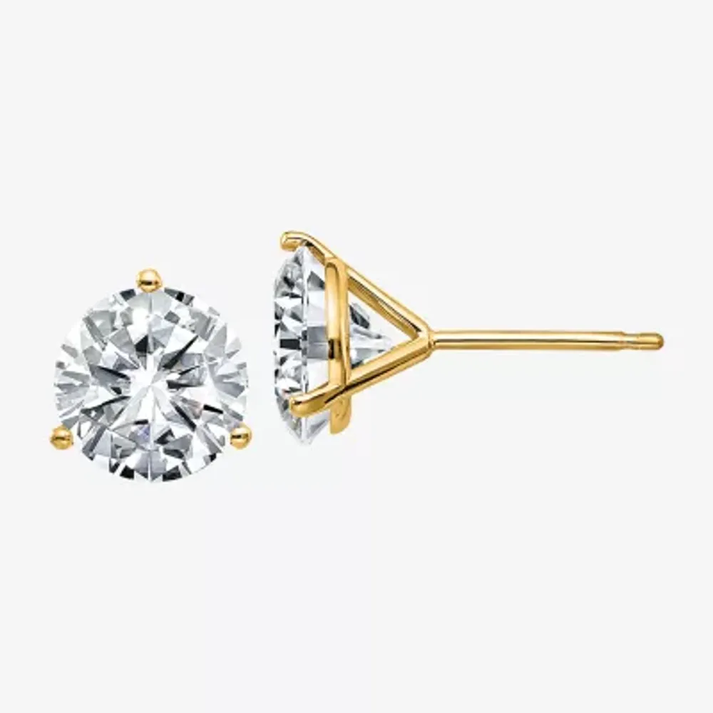 3 1/2 CT. T.W White Moissanite 14K Gold 8mm Round Stud Earrings