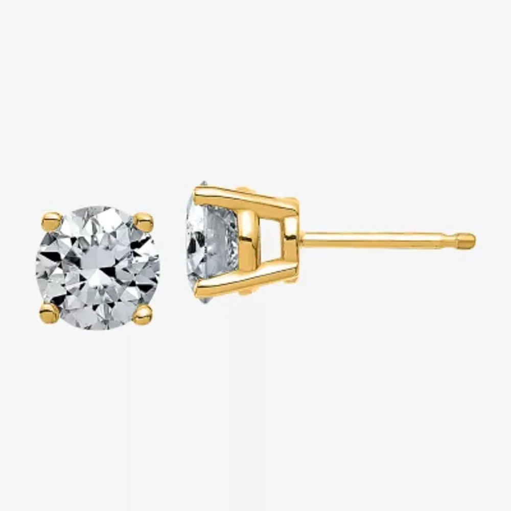 1 7/8 CT. T.W. White Moissanite 14K Gold 6.5mm Round Stud Earrings