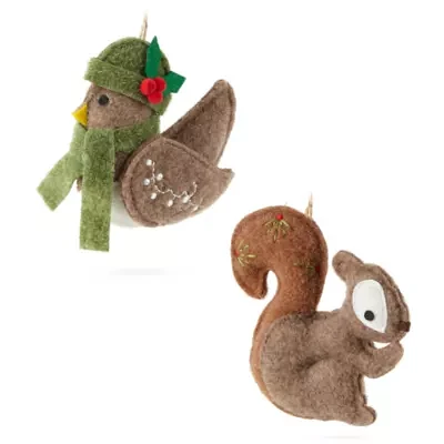 North Pole Trading Co. Felt Animal 2-pc. Christmas Ornament