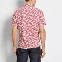 Van Heusen Slim Mens Fit Short Sleeve Floral Button-Down Shirt