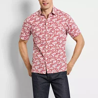 Van Heusen Slim Mens Fit Short Sleeve Floral Button-Down Shirt