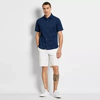 Van Heusen Slim Mens Moisture Wicking Slim Fit Short Sleeve Button-Down Shirt