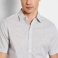 Van Heusen Slim Mens Moisture Wicking Fit Short Sleeve Geometric Button-Down Shirt