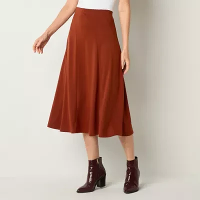 Liz Claiborne Womens Mid Rise Midi Full Skirt