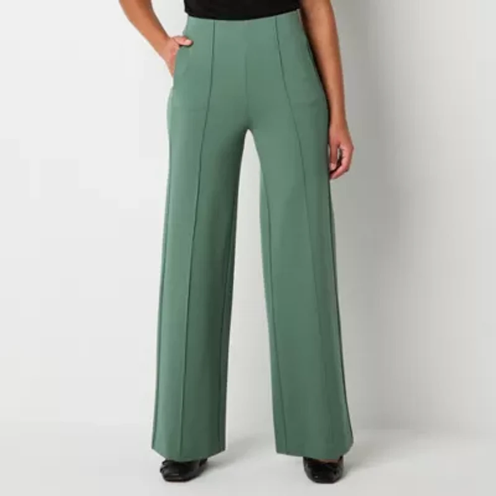 Liz Claiborne Womens Mid Rise Wide Leg Palazzo Pant