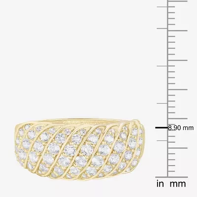 2.5MM Lab Created White Sapphire 14K Gold Over Silver Side Stone Band