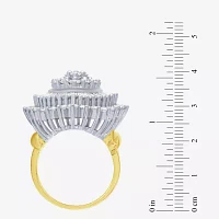 (G / I1) Womens 4 CT. T.W. Lab Grown White Diamond 10K Gold Cluster Cocktail Ring