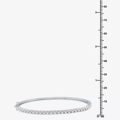 (H-I / I1) 1 CT. T.W. Lab Grown White Diamond Sterling Silver Bangle Bracelet