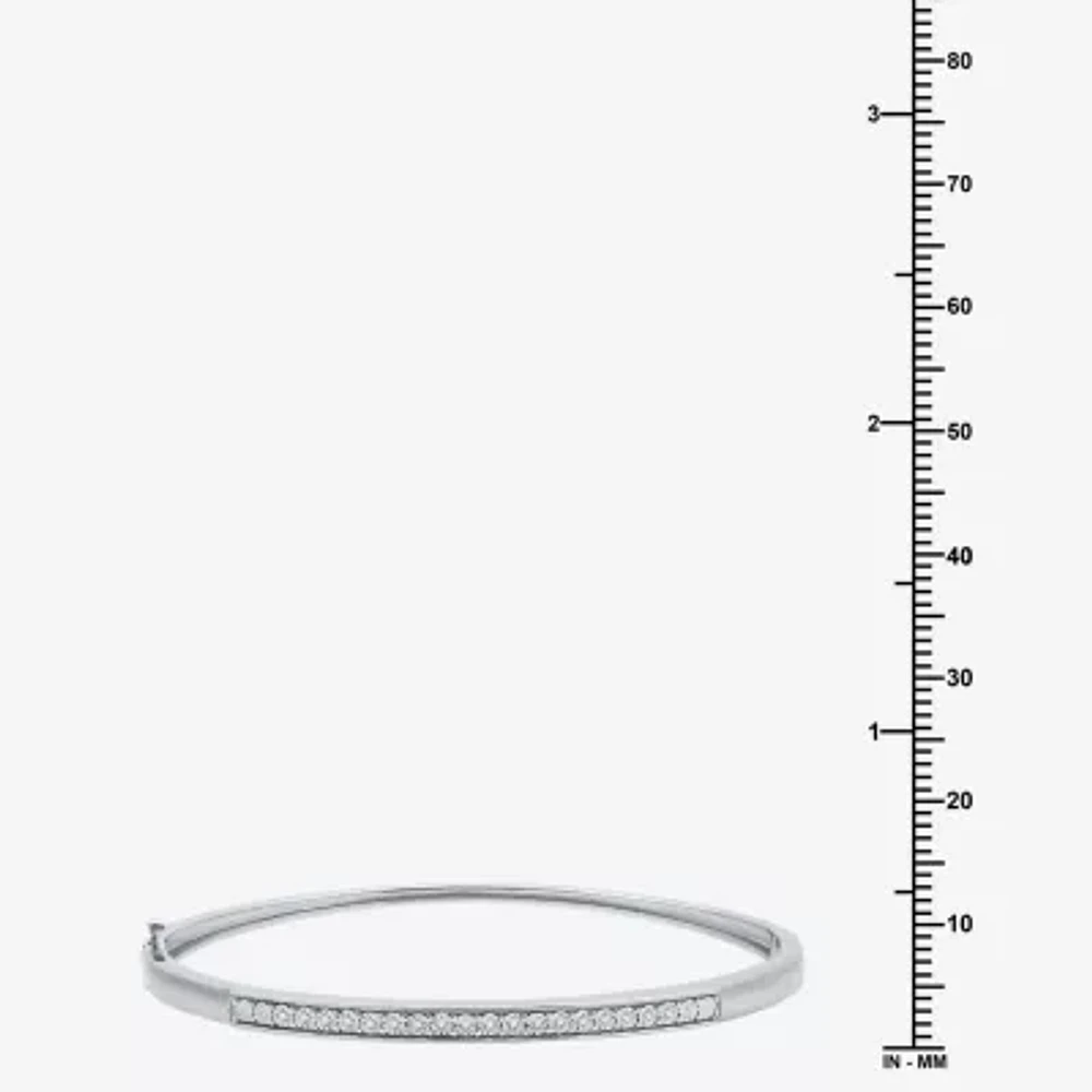 1/10 CT. T.W. Natural White Diamond Sterling Silver Bangle Bracelet