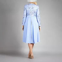 Giovanna Collection Womens Long Sleeve Floral A-Line Dress