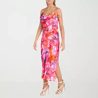 Morgan & Co. Womens Sleeveless Floral Midi Slip Dress Juniors