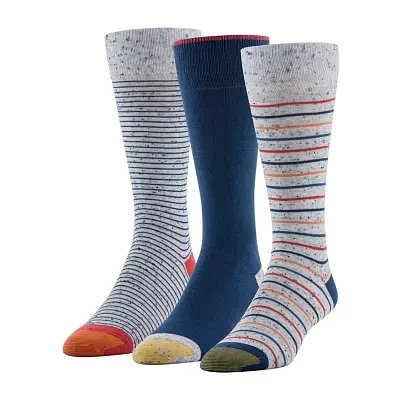 Gold Toe Pop Stripe 3 Pair Crew Socks Mens