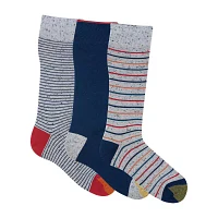 Gold Toe Pop Stripe 3 Pair Crew Socks Mens