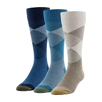 Gold Toe Track Argyle 3 Pair Crew Socks Mens
