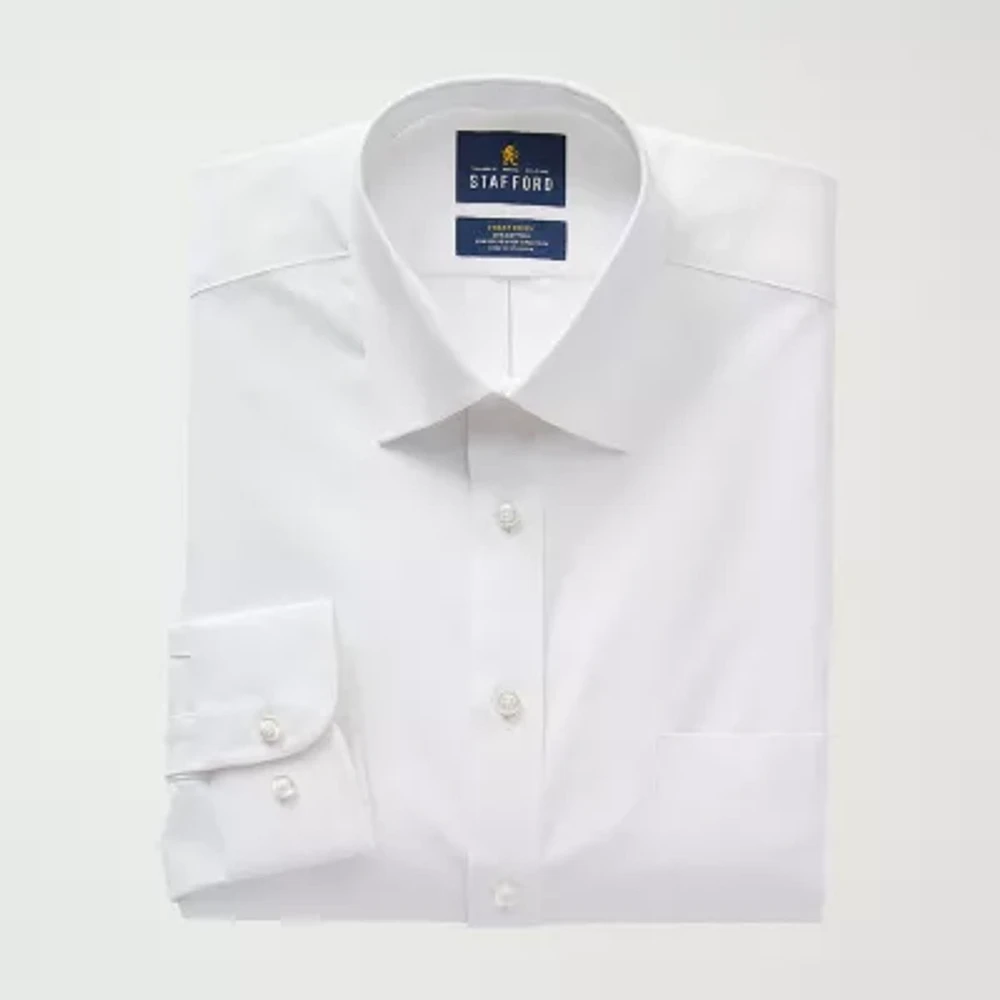 Stafford Advanced Performance Sweat Repel Mens Regular Fit Stretch Fabric Wrinkle Free Long Sleeve Dress Shirt
