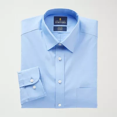 Stafford Smart Tech Mens Regular Fit Stretch Fabric Wrinkle Free Long Sleeve Dress Shirt