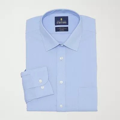 Stafford Smart Tech Mens Regular Fit Stretch Fabric Wrinkle Free Long Sleeve Dress Shirt