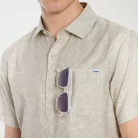 Hurley Mens Regular Fit Short Sleeve Floral Button-Down Shirt