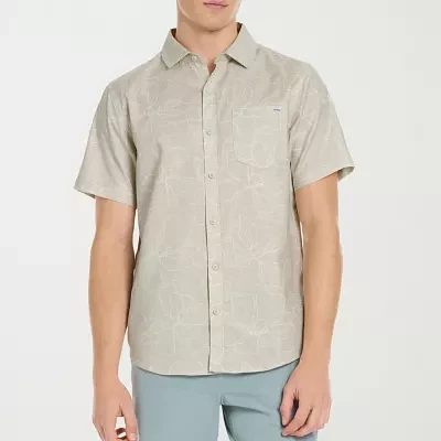 Hurley Mens Regular Fit Short Sleeve Floral Button-Down Shirt