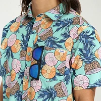 Hurley Mens Regular Fit Short Sleeve Floral Button-Down Shirt