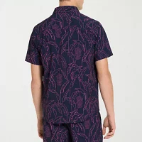 Hurley Mens Regular Fit Short Sleeve Floral Button-Down Shirt