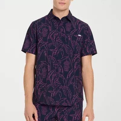 Hurley Mens Regular Fit Short Sleeve Floral Button-Down Shirt