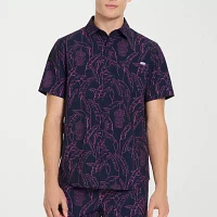 Hurley Mens Regular Fit Short Sleeve Floral Button-Down Shirt
