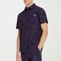 Hurley Mens Regular Fit Short Sleeve Floral Button-Down Shirt