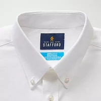 Stafford Big and Tall Coolmax All Season Oxford Mens Button Down Collar Long Sleeve Stretch Fabric Wrinkle Free Dress Shirt