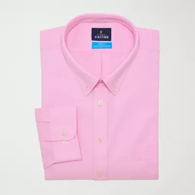 Stafford Big and Tall Coolmax All Season Oxford Mens Button Down Collar Long Sleeve Stretch Fabric Wrinkle Free Dress Shirt