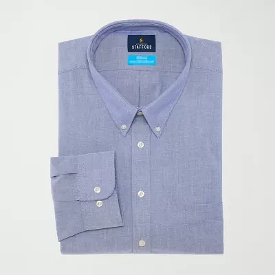 Stafford Big and Tall Coolmax All Season Oxford Mens Button Down Collar Long Sleeve Stretch Fabric Wrinkle Free Dress Shirt