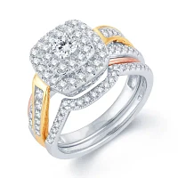 1 CT.T.W. Natural Diamond 14K Tri-Color Gold Engagement Ring