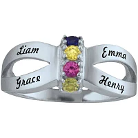 Personalized Engraved Simulated Birthstone Split Shank Ring