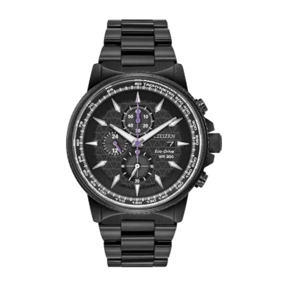 Citizen Marvel Black Panther Mens Chronograph Black Stainless Steel Bracelet Watch Ca0297-52w