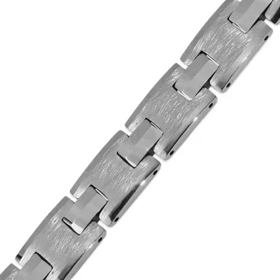 Gray Tungsten 8 1/2 Inch Solid Link Link Bracelet