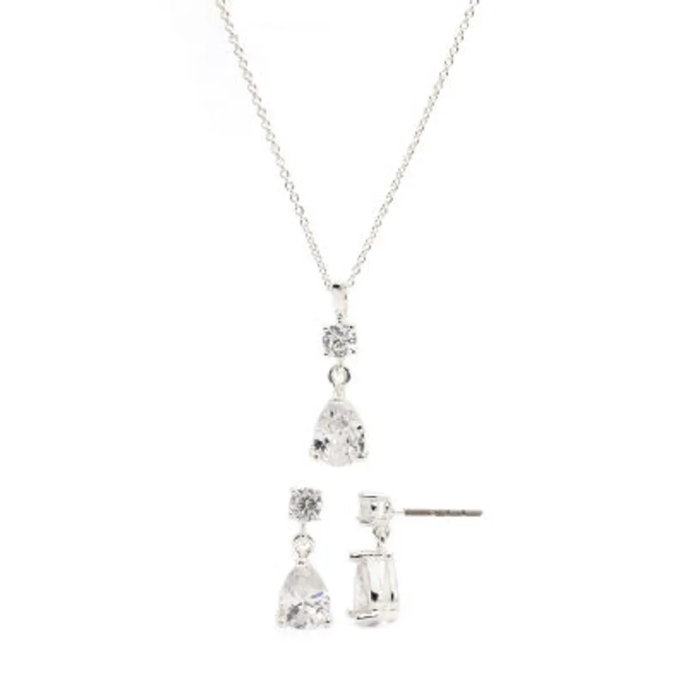 Sparkle Allure 2-pc. Cubic Zirconia Pure Silver Over Brass Jewelry Set