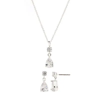 Sparkle Allure 2-pc. Cubic Zirconia Pure Silver Over Brass Jewelry Set